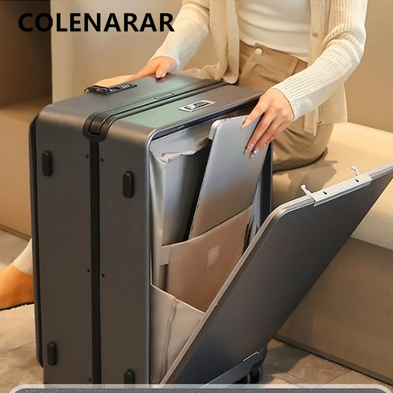 COLENARA-maleta para hombre, caja de embarque con apertura frontal, cubierta de carrito para ordenador portátil de 20 "24" 26 pulgadas, equipaje de viaje de gran capacidad para mujer