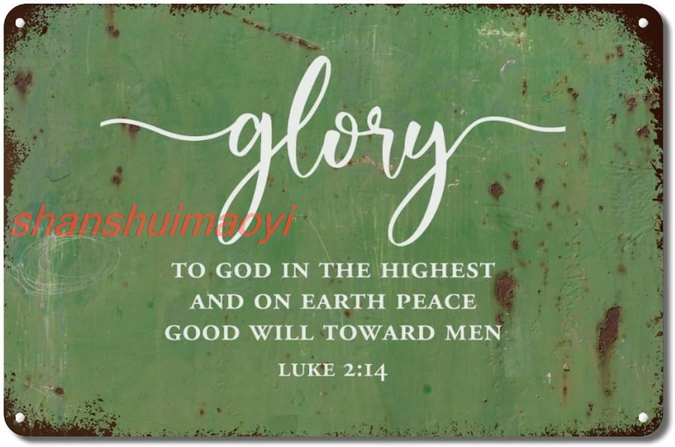 Rustic Metal Signs Glory to God in The Higheat Metal Tin Sign Vintage Motivational Metal Wall Art Wall Decor for Home Bars  sign