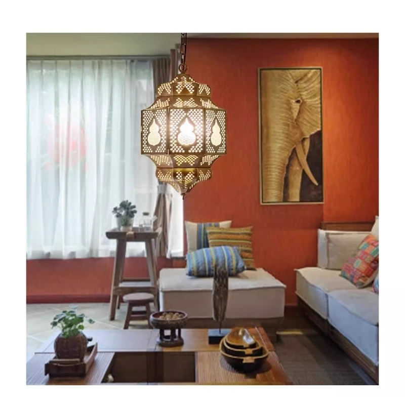 ضوء بارد كامل النحاس جوفاء جماليات الأغنية زن تايلاندية الشرق الأوسط التركي نمط مطعم الزجاج الثريا مع الأضواء #4