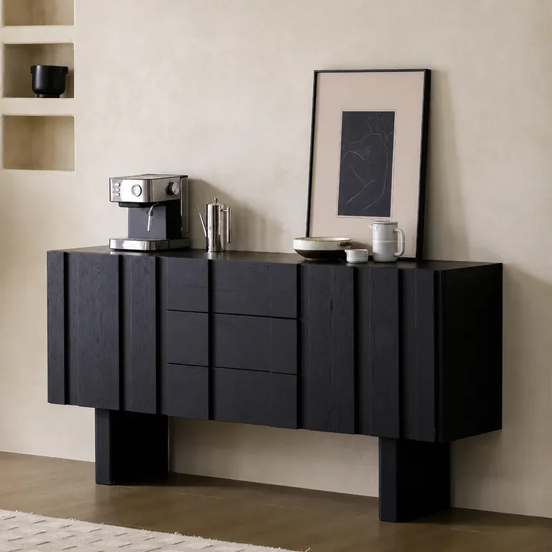 Medieval Solid Wood Side Cabinet for Restaurant Storage