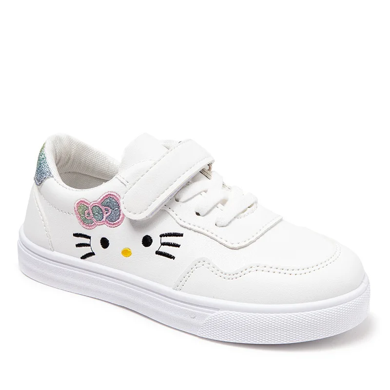 Sanrio Children Casual Sport Running Anti-Slip Shoe Soft Sole Fashion Leather Kids Flat Sneakers Princess Girl Casual Shoes