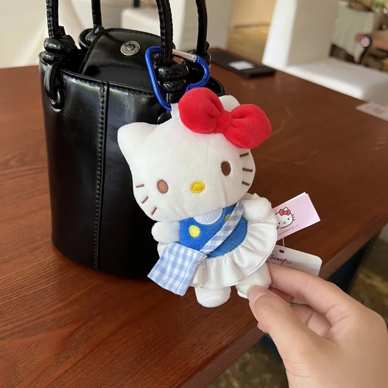 جديد Kawaii سانريو مرحبا كيتي الربيع يوم سلسلة دمية حقيبة سلسلة مفاتيح سلسلة الشنق الكرتون أنيمي زوجين على ظهره سحر لعبة هدية #3