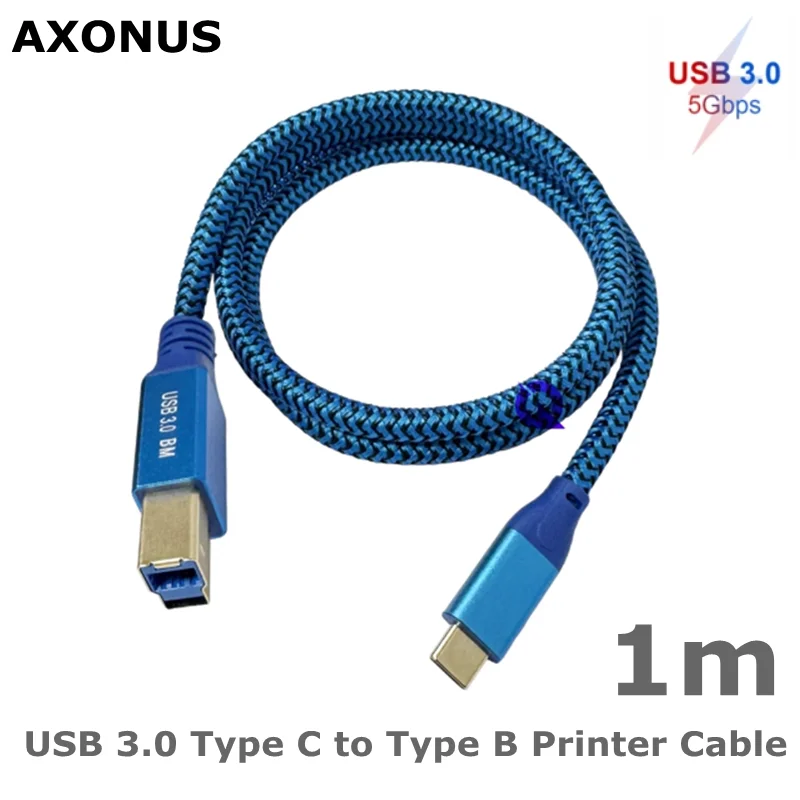 1M Type C Male to Type B 3.0 Male Printer Cable USB 3.1 Type B Compatible with Docking Station, External Hard Drivers, Scanner,