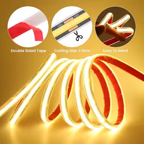 12V 24V COB LED Strip 320LEDs/m 8mm Flexible LED Tape Ribbon for Room Decor 3000K 4000K 6000K IP68 Waterproof Rope Lamp
