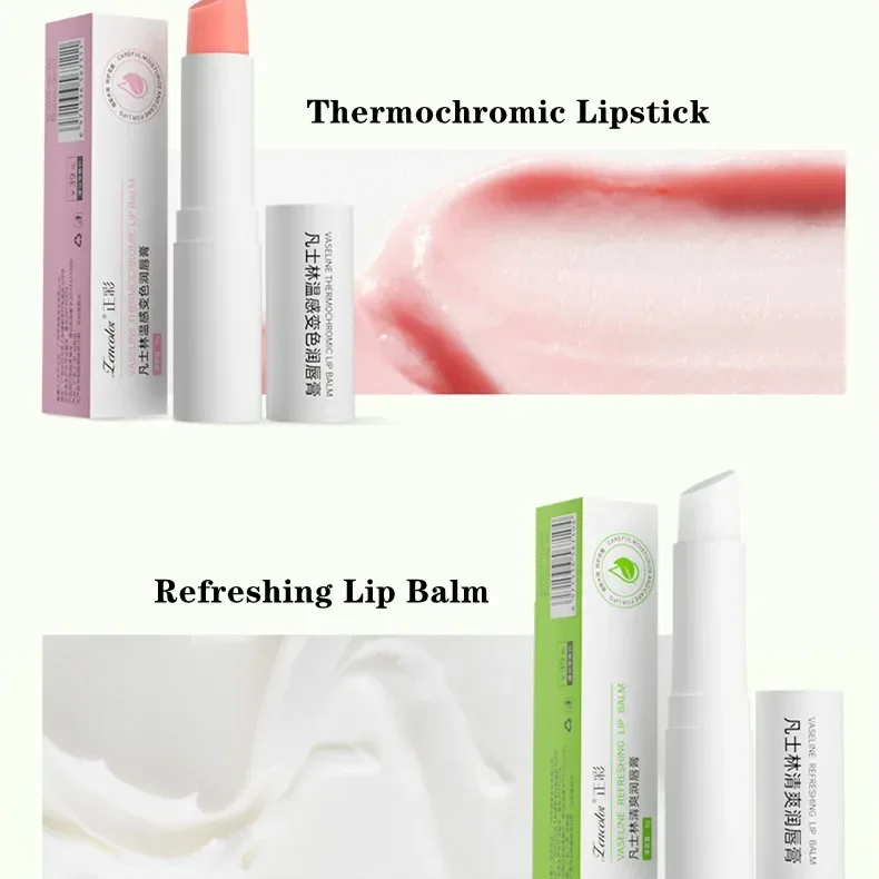 Hidratação Lip Balm, Long-Lasting Batom, Mudança de Cor, Hidratante, Vaselina Batons, Hidrata, Reduz Lip Lines, 3pcs