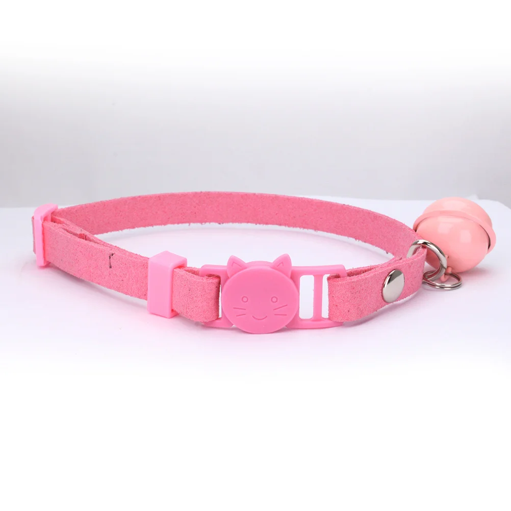 

Adjustable Collar Durable Pink Microfiber Belt with Small Bell Lovely Cat Puppy Walking Fashion Pet Collar