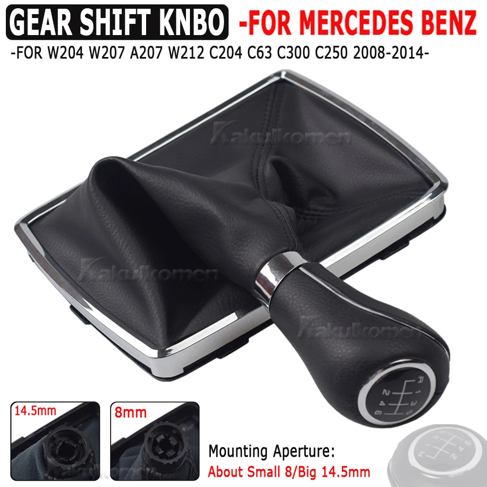 Autoteile 6-Gang-Schalthebelknauf mit PU-Ledermanschette für Mercedes Benz W204 C204 C63 C300 C250 W207 A207 W212 2008-2014 – Detail 18