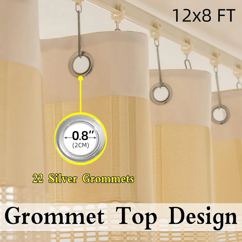 ستارة مقسمة طبية واسعة مقاومة للهب مقاس 12 × 8 أقدام، تتضمن الحلقات، باللون البيج للمستشفى والمنتجعات الصحية والمختبر (لوحة واحدة)