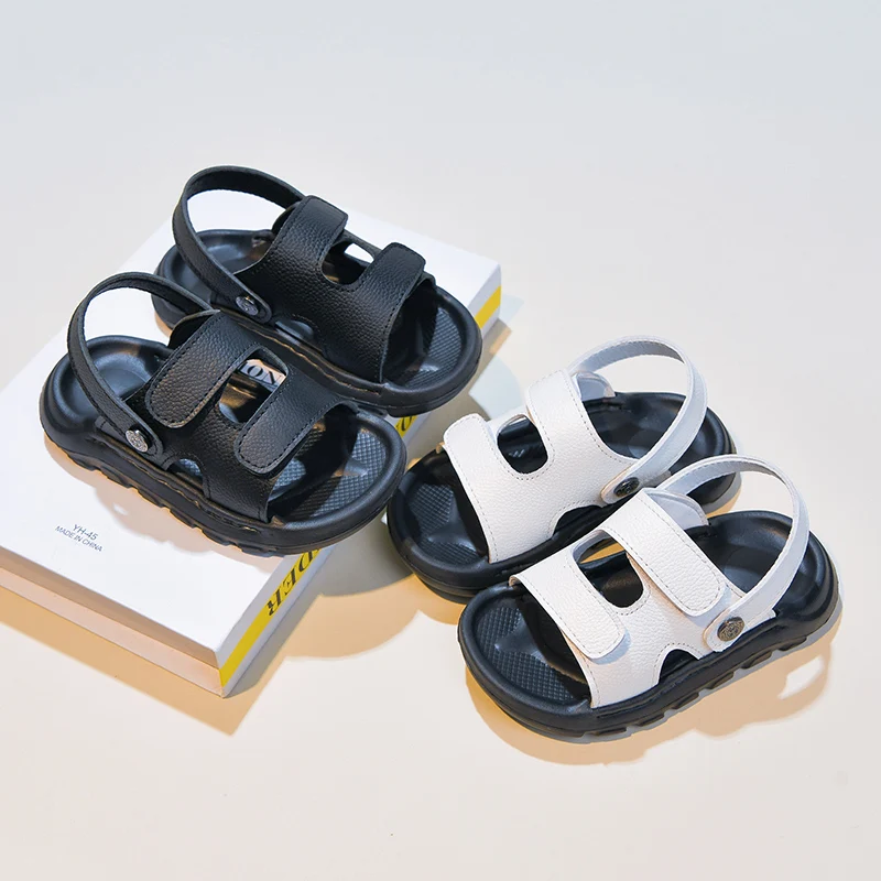 Sandalias de Cuero para Niños y Niñas, Estilo Barefoot, Verano 2026, Sandalias de Playa con Suela Gruesa para Niños Pequeños, Antideslizantes, Sencillas, Versátiles, para Uso Diario al Aire Libre