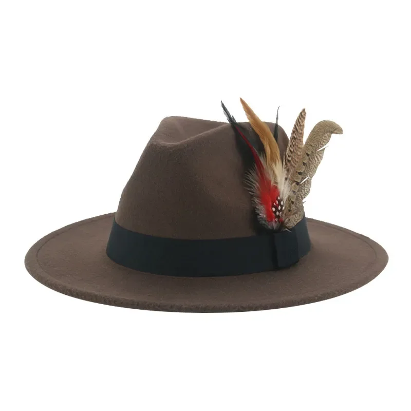 Hat Fedoras Winter Women Hats Men Felt Hat Feather Luxury Fashion Casual Wedding Decorate Men Women Fedora Chapeau Femme Bonnet