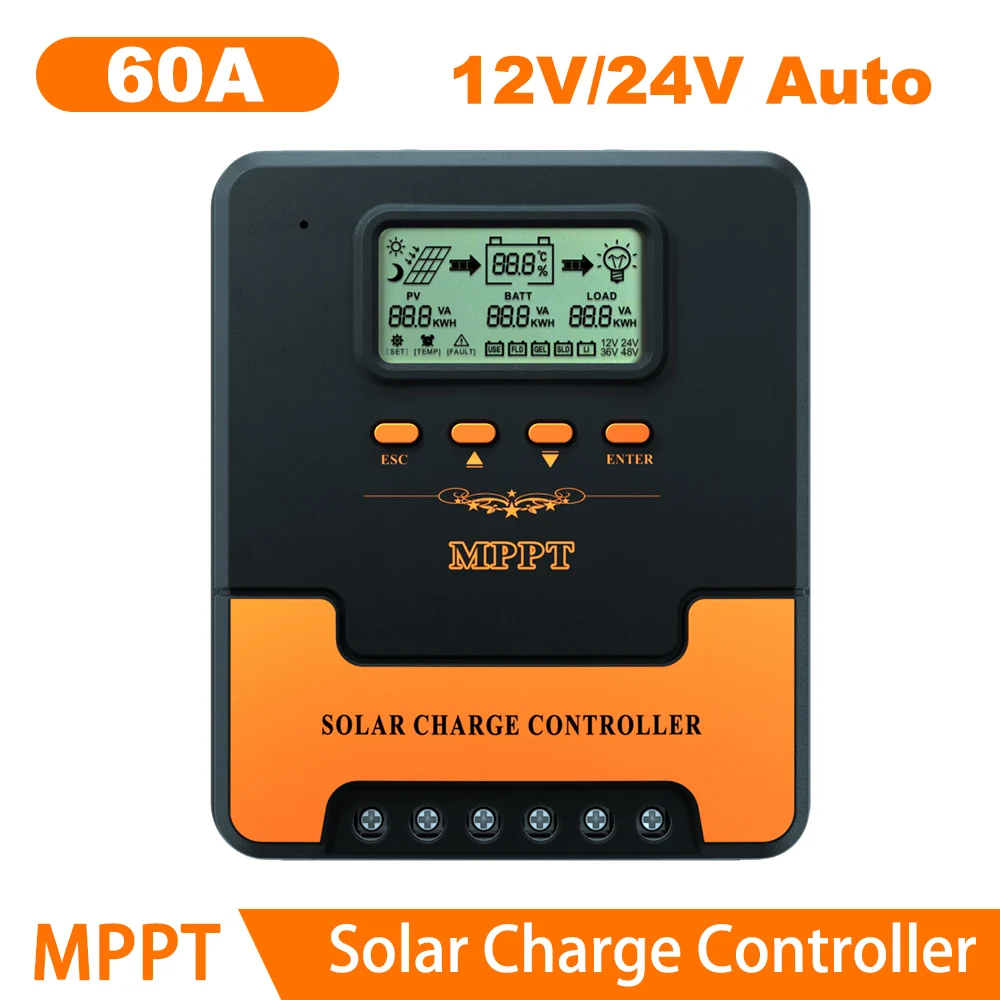 Imagem -02 - Auto Mppt Controlador de Carga Solar Inteligente pv Regulador Lítio Chumbo Ácido Carregador de Bateria 12v 24v 10a 20a 30a 40a 50a 60a