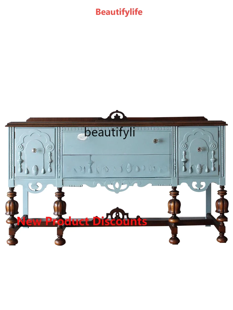 

X188 Retro Solid Wood Entrance Cabinet Living Room Rack Living Room Home Storage Cabinet Hallway Storage Cabinet