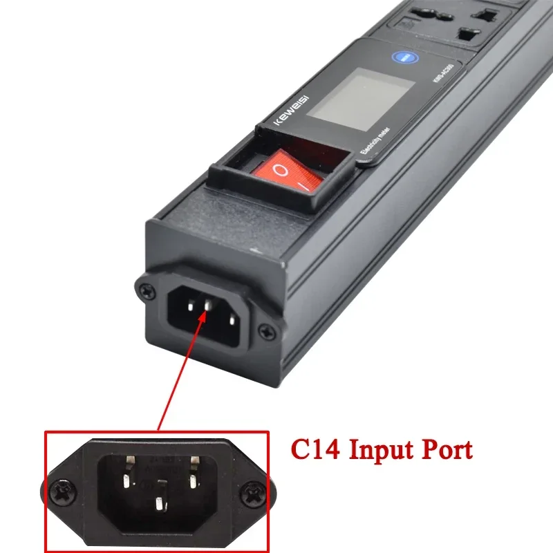 C14 input Power Strip Universal Socket Plug Adapter Extension Electrica Digital Ampermeter Power Energy Voltmeter Ammeter