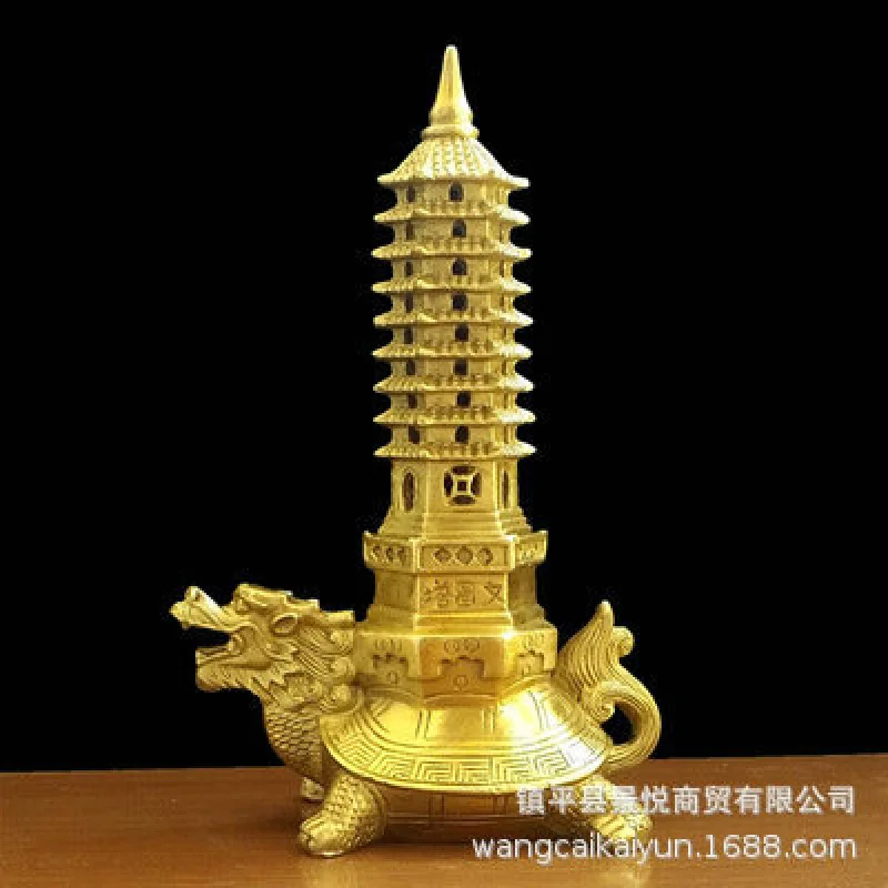 

Decoration 9 Layers Dragon Turtle Copper Wenchang Tower Home Office Decorations Craft