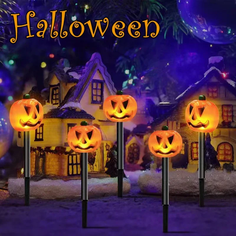 

Solar Powered Halloween Pumpkin Ghost Light Terrifying Skull Colored Easter Party Outdoor Waterproof Decorative Atmosphere Lamp