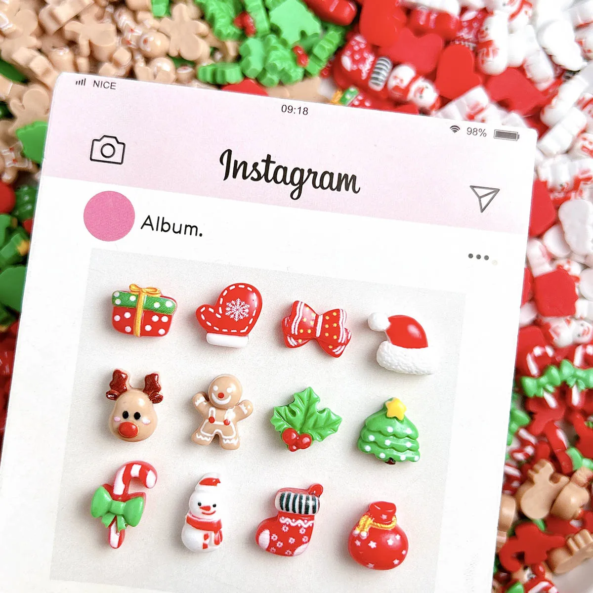 30 Uds. De dibujos animados 3D, muñeco de nieve creativo, sombrero de Navidad, dijes de resina para uñas, calcetines bonitos, caja de regalo, serie navideña, decoraciones artísticas para uñas DIY