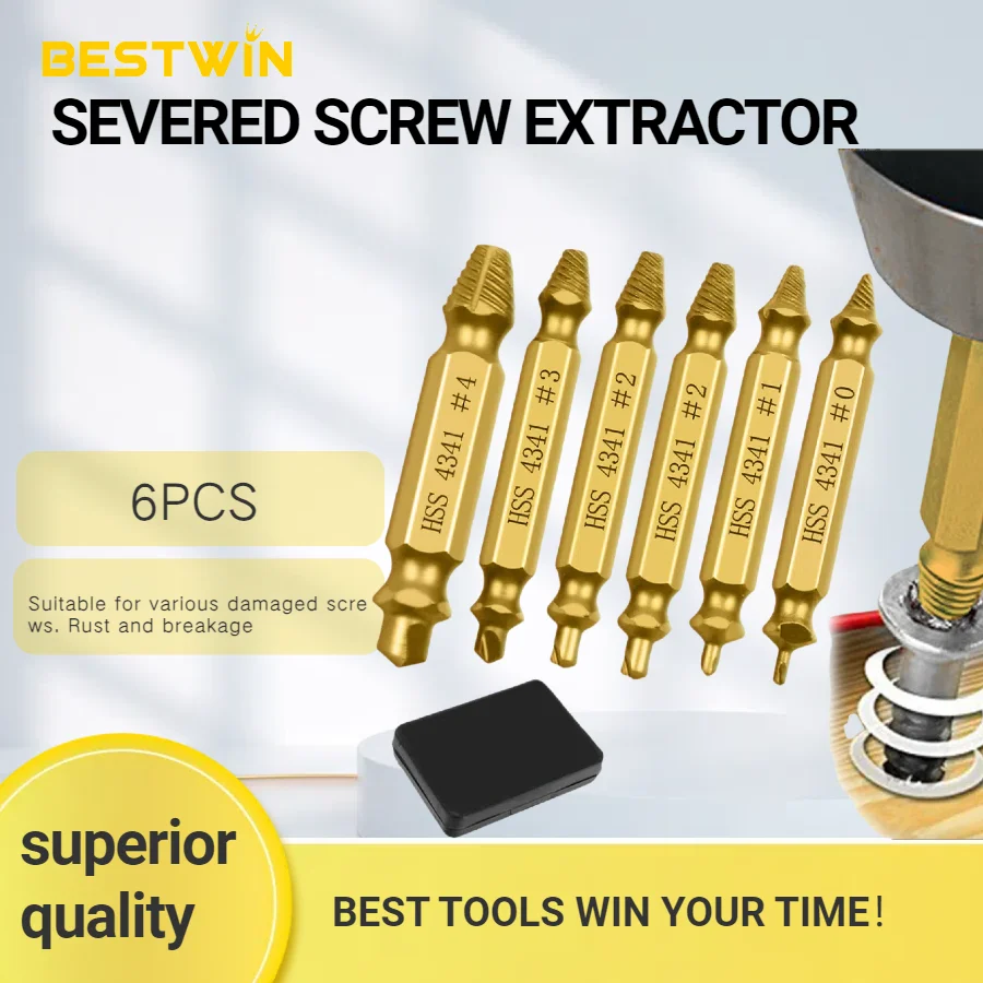 

Damaged Screw Extractor Set HSS 4341 Drill Bit Stripped Broken Remover Quickly Take Out Kit Easy Demolition Power Tools