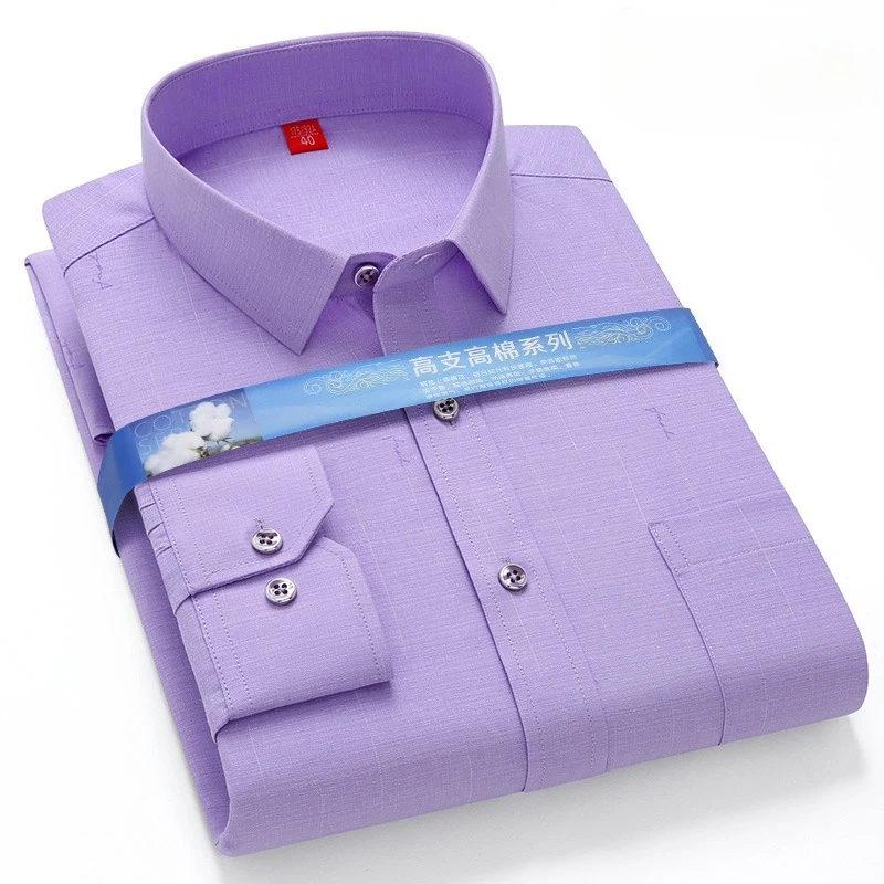 New in shirt plaid long sleeve shirts for man slim fit formal checked shirt single pocket soft designer vintage striped clothes