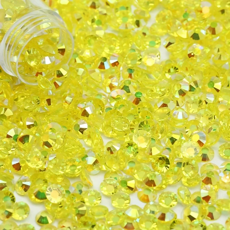 Resin Transparent Rhinestones Citrine Topaz Champagne AB 2-6mm Non Hotfix Flatback Rhinestone For Nail Art Garment Decoration