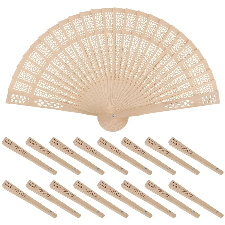 

Set of 60 Sandalwood Fan, 8 Inch Folding Wooden Hand Fans, Hand Held Chinese Sandalwood Fan for Wedding, Home Decoration, Birthd