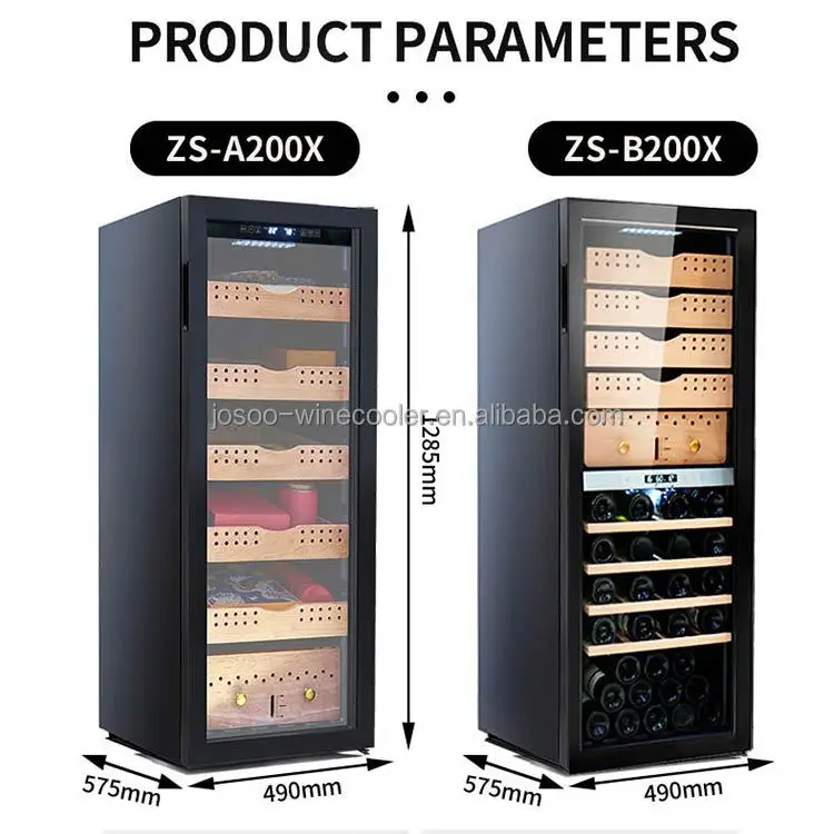 Cigar cabinet, wine cabinet combination, single zone compressor cabinet, cedar frame