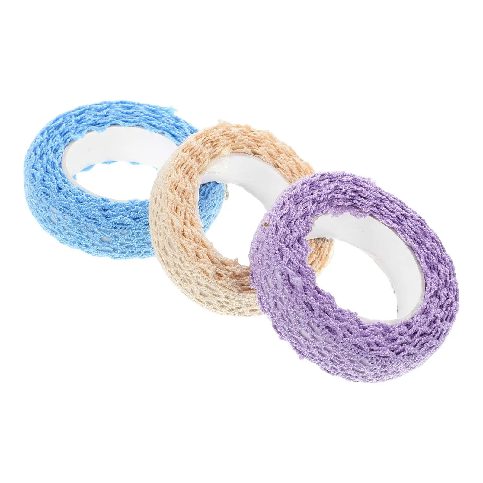 3 Rolls Fabric Lace Tape Ribbons for Crafts Photo Album Tapes Gift Decors Cloth Decorative Stickers