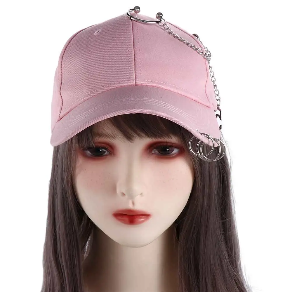 Prosta, regulowana, sportowa czapka bejsbolówka męska i damska na zewnątrz z łańcuszkiem, z zapięciem na zatrzask, daszkiem i ochroną przeciwsłoneczną.