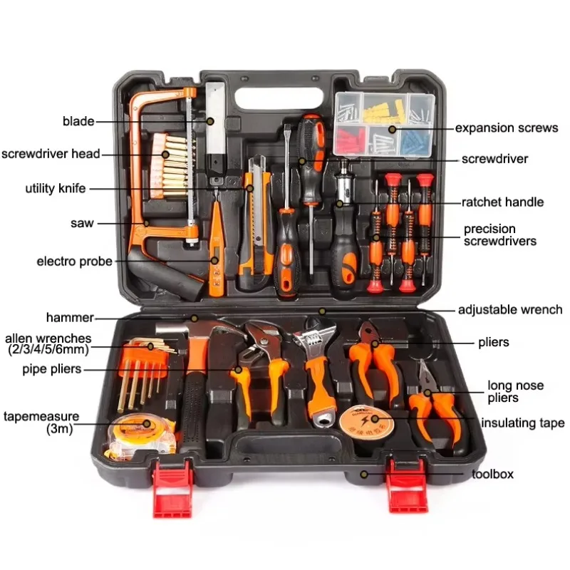 New General Household Hand Tool Kit with Plastic Tool Box Hardware&Tool Set