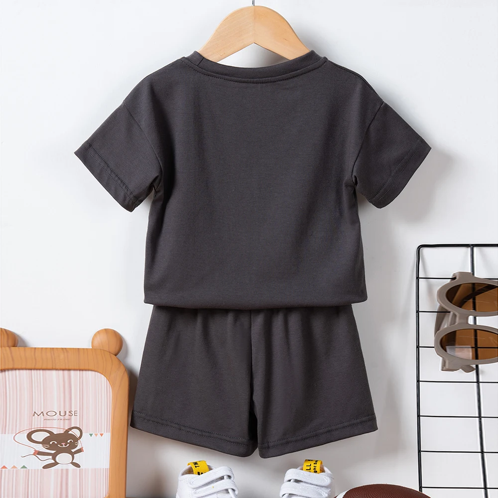 New Summer Children 2pcs Sets Boys Girls Short Sleeve Rugby/Daisy Embroidery T-shirt+Solid Shorts 2pcs Set Kids Leisure Suits