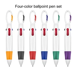 Plastic  4 in 1 Shuttle Pen lanyard hanger fat Carabiner Ball pen multiple ink refills Foam Pens with carabiner clip