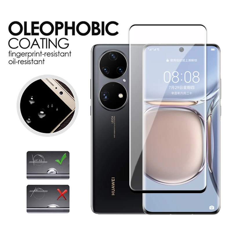 สำหรับ Huawei P50 Pro 3D Full Cover โค้งป้องกันหน้าจอ Huawei P50 ProTempered แก้ว HD เลนส์สำหรับ Huawei p50 P40 Pro