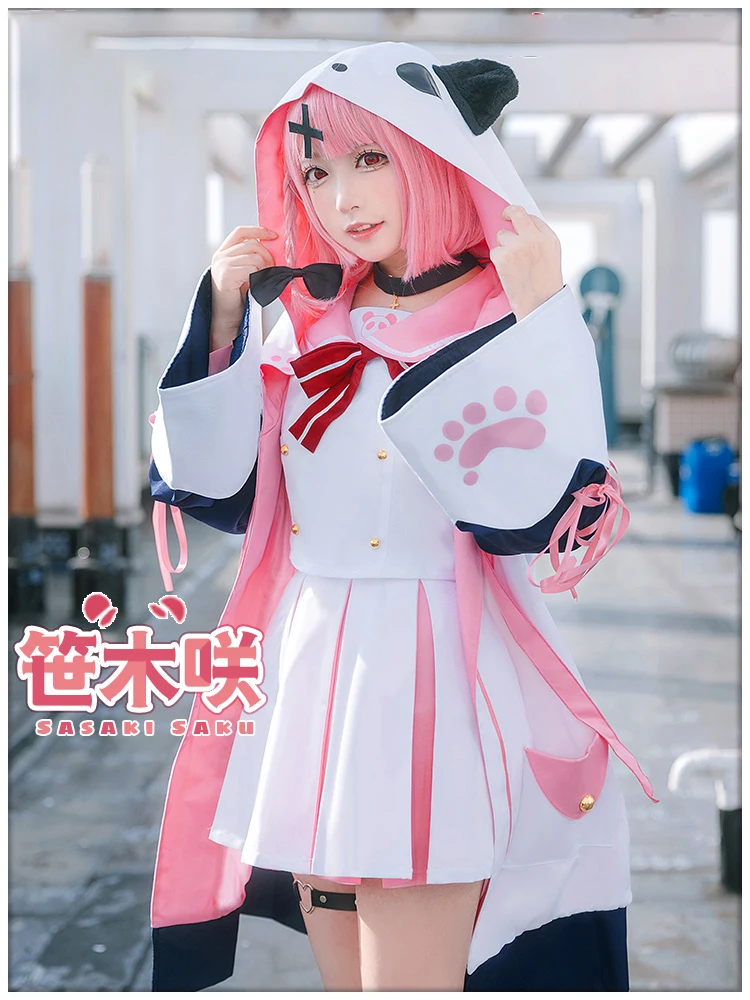 Vtuber Sasaki Saku costumi Cosplay YouTuber Cute Panda Suit Top gonne cappotto uniformi di carnevale di Halloween su misura