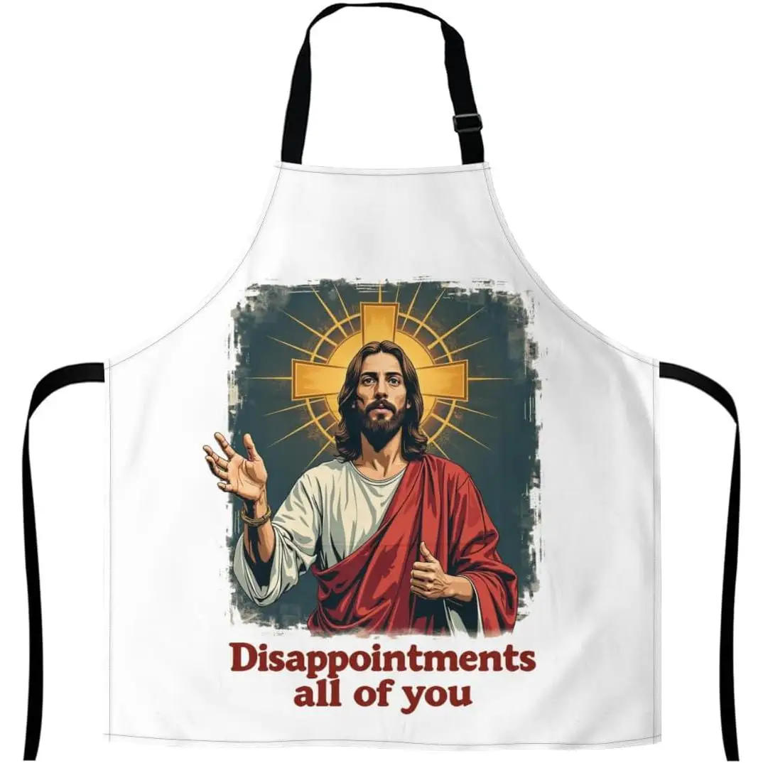 Jesus Disappointments All Of You Religious Chef Apron with Pockets Adjustable Shoulder Strap Waterproof BBQ Aprons for Women Men