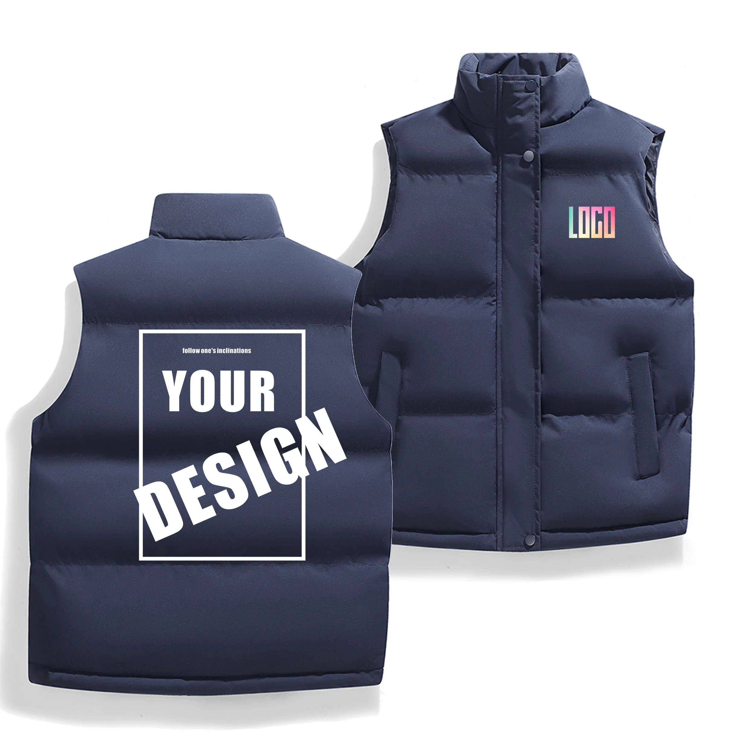 DIY men's cotton lined sleeveless vest, zipper sleeveless jacket, 3D printed sleeveless T-shirt, outdoor vest windproof and warm