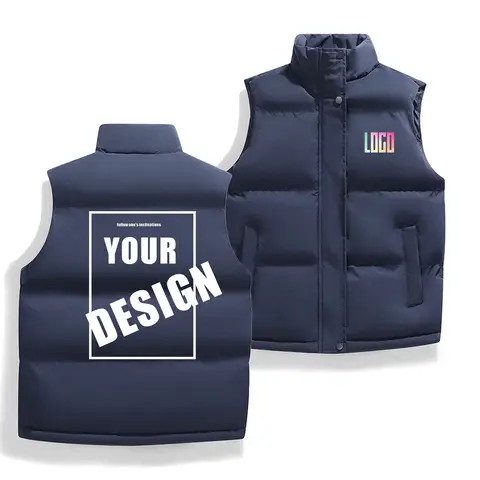 DIY 남성용 면 안감 민소매 조끼, 지퍼 민소매 재킷, 3D 프린트 민소매 티셔츠, 야외 조끼 방풍 및 따뜻함