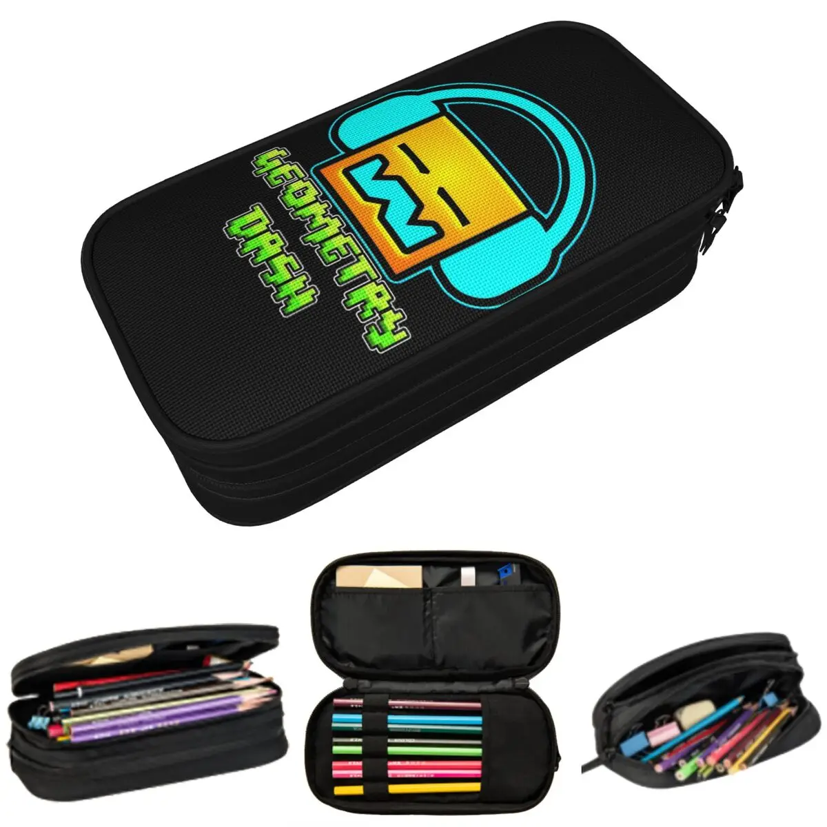 

Geometry Dash Game Music Cute Geometric Pencil Case for Boy Girl School Pen Box Pencil Bag Stationery Supplies Pen Holder Bag