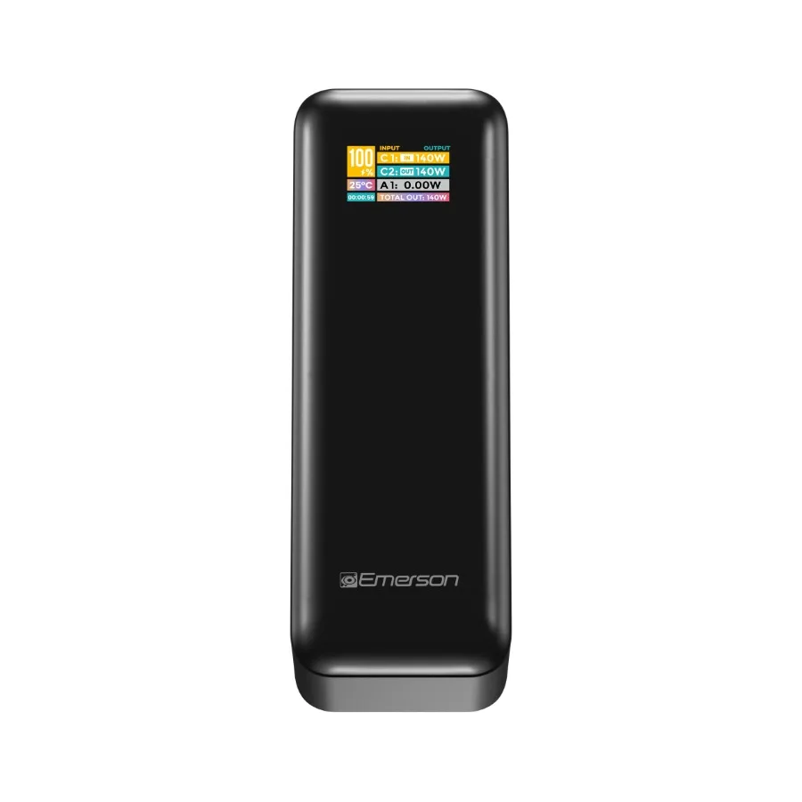 

Портативное зарядное устройство (Power Bank) 27 000 мАч с PD 140 Вт и интеллектуальным цифровым TFT-дисплеем, черное - PB2712B