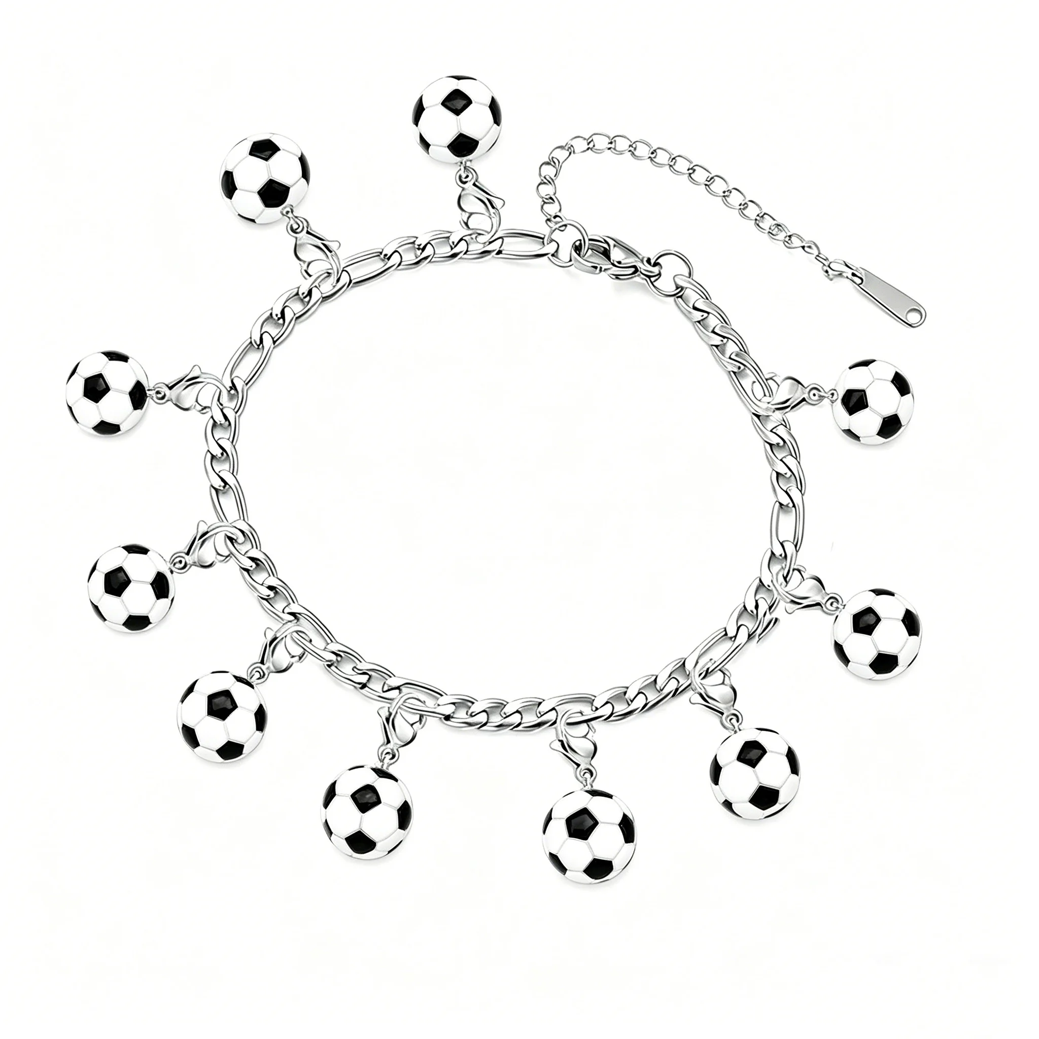 Kkjoy DIY Sportlicher Stil Armband-Anhänger Edelstahl Kleine Fußball Basketball Anhänger Schmuck Geschenke für Basketball- und Fußballfans – Detail 10