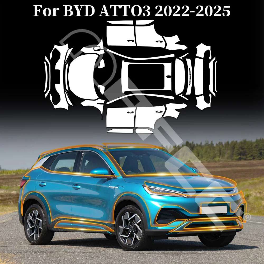For BYD ATTO 3 2022-2025 9Mil Car Clear Precut Paint Protection Film TPU PPF Self-healing Protective Shield Scratch-resistant