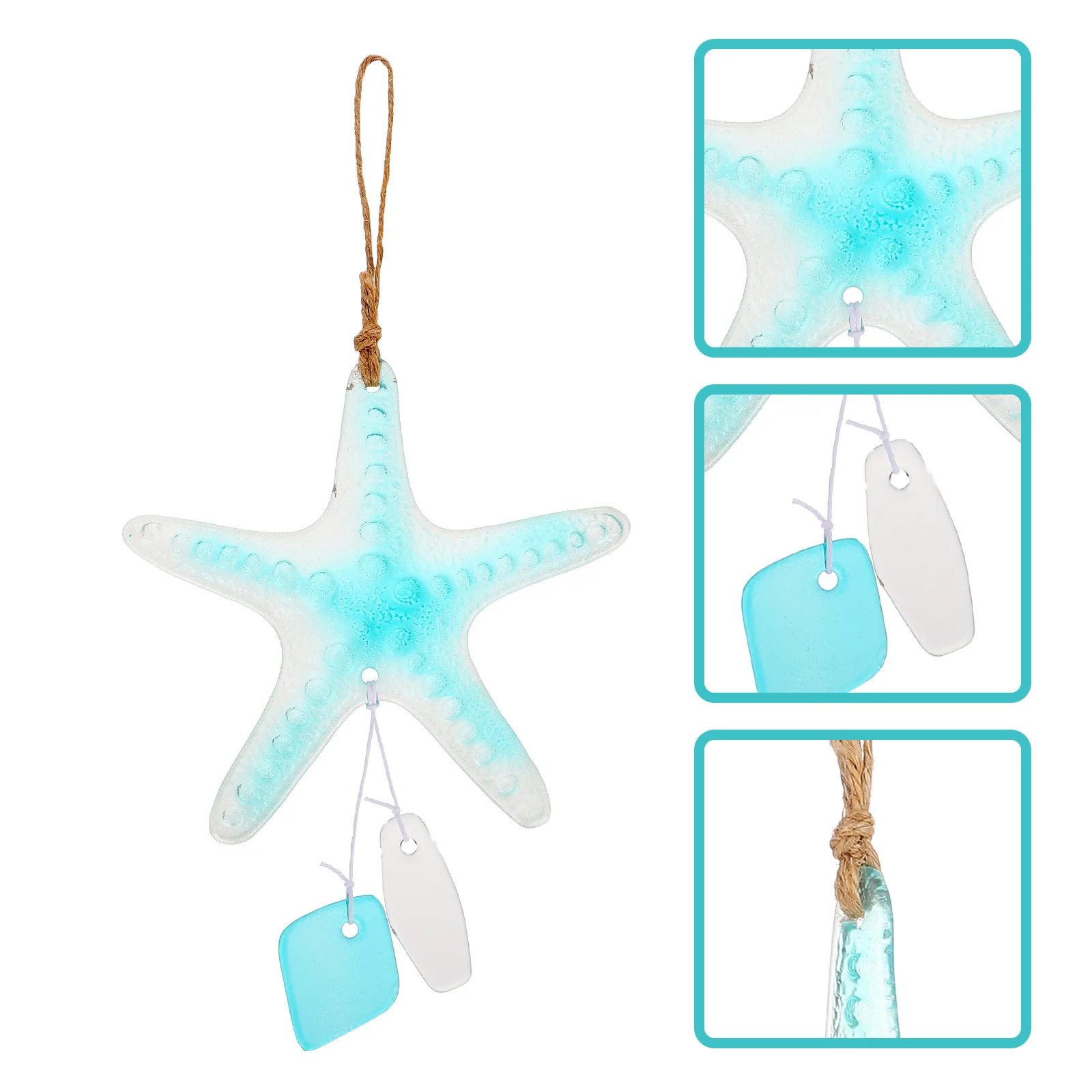 

Glass Sea Star Wind Chime Outdoor Garden Hanging Pendant Patio Balcony Ocean Style Decorative Wind Bells Balcony Pendants