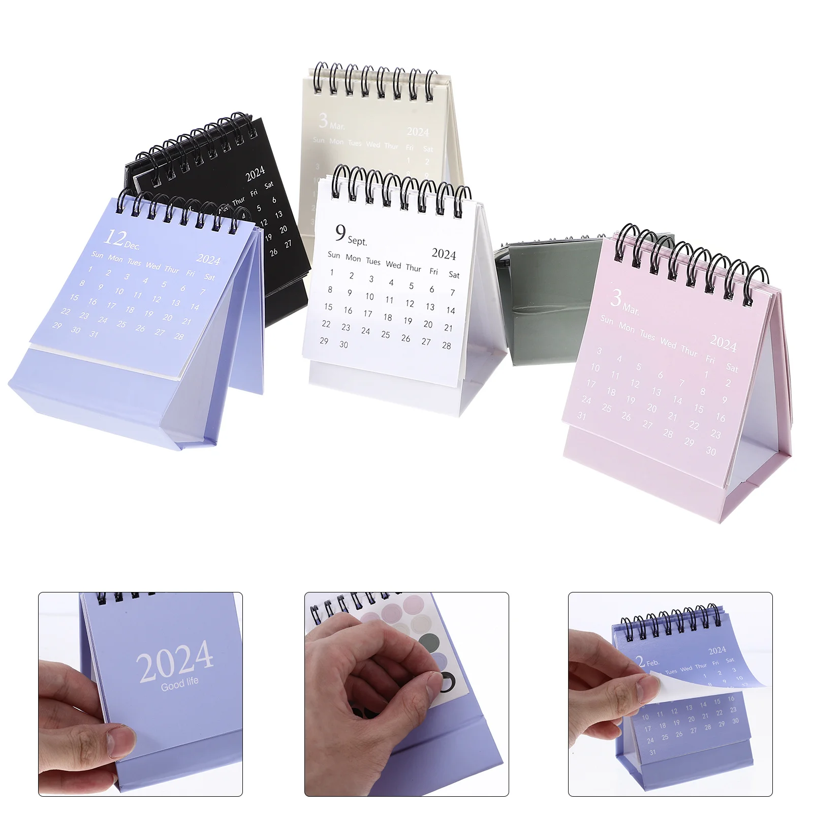 

6Pcs Mini Spiral Binding Desk Calendar Simple Desktop 2024 Monthly Schedule Planner Home Office Calendar Organizer