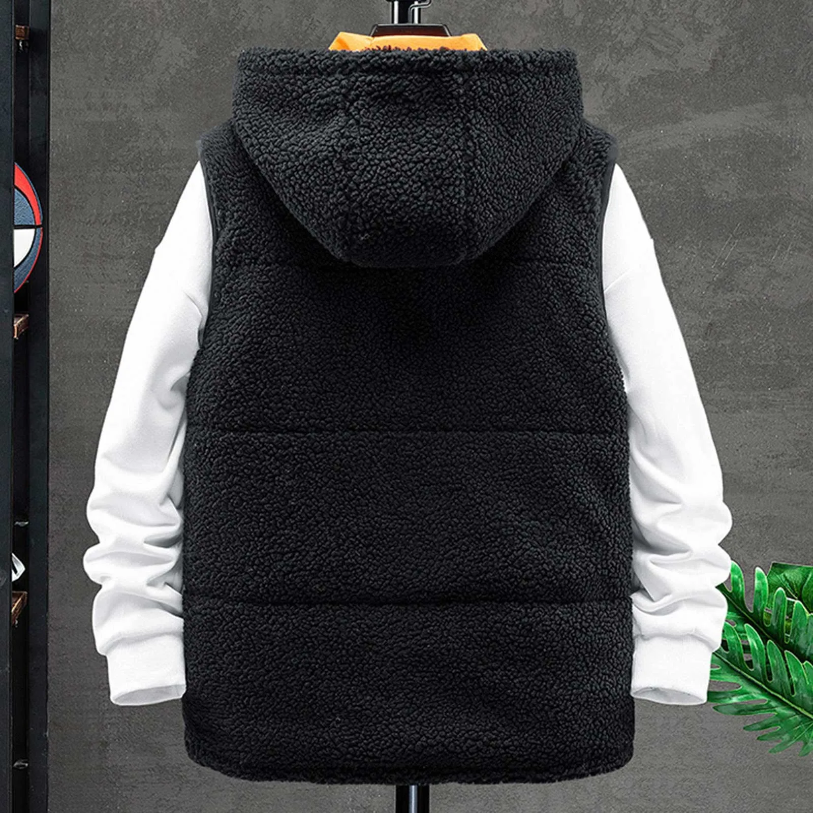 Mens Fall And Winter Padded And Thickened Vest Double Wear Lambs Wool Cotton Coat Coat Jacket Undershirt Long Padded