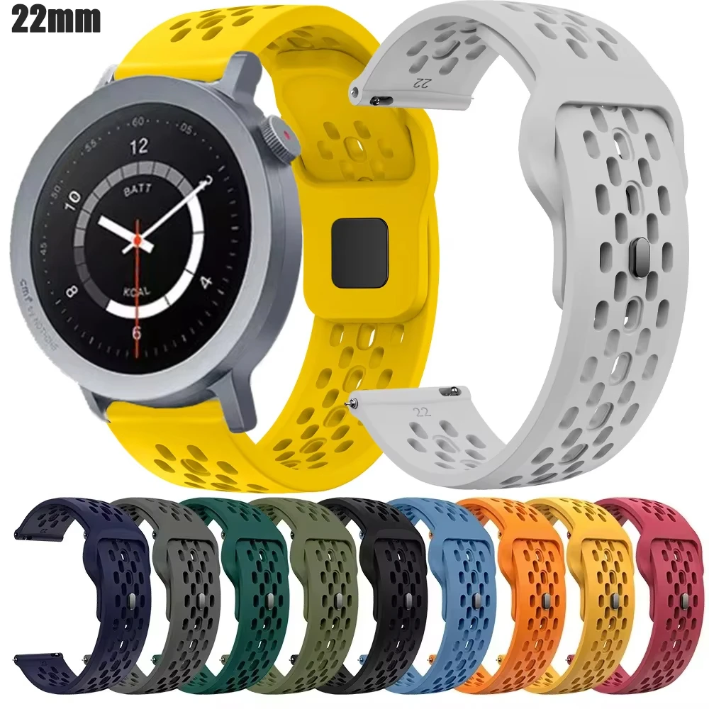 22mm Smart Watch Strap For CMF Watch Pro 2 Breathable Sports Silicone Wristband Correa For CMF by Nothing Watch Pro 3/2 Bracelet