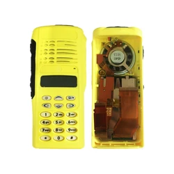 Yellow Walkie Talkies Full Keypad Replacement Housing Case Cover Kit With Speaker & LCD Display For HT1250 GP338 Two Way Radios