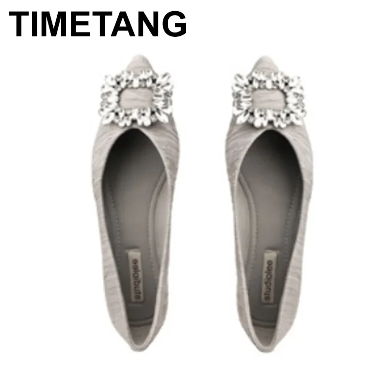 

2025 квадратная пряжка, сверкающие ромбовидные балетки на плоской подошве с острым носком, танцевальные балетки Mujer, туфли Лолиты