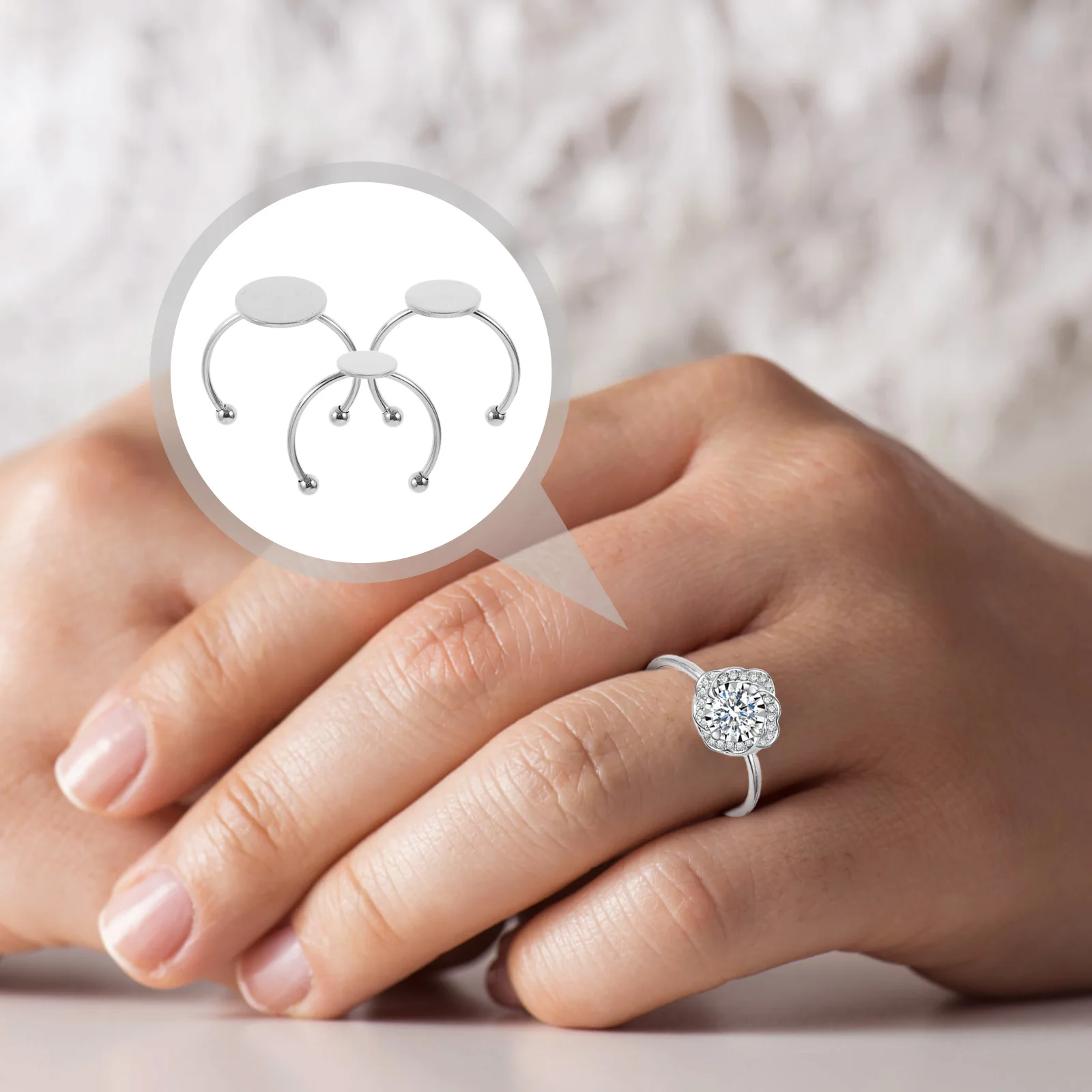 

30pcs Adjustable Ring Bases Metal Blank Rings Flat Round Finger Trays Jewelry Making Supplies Durable Stainless Steel Cabochon