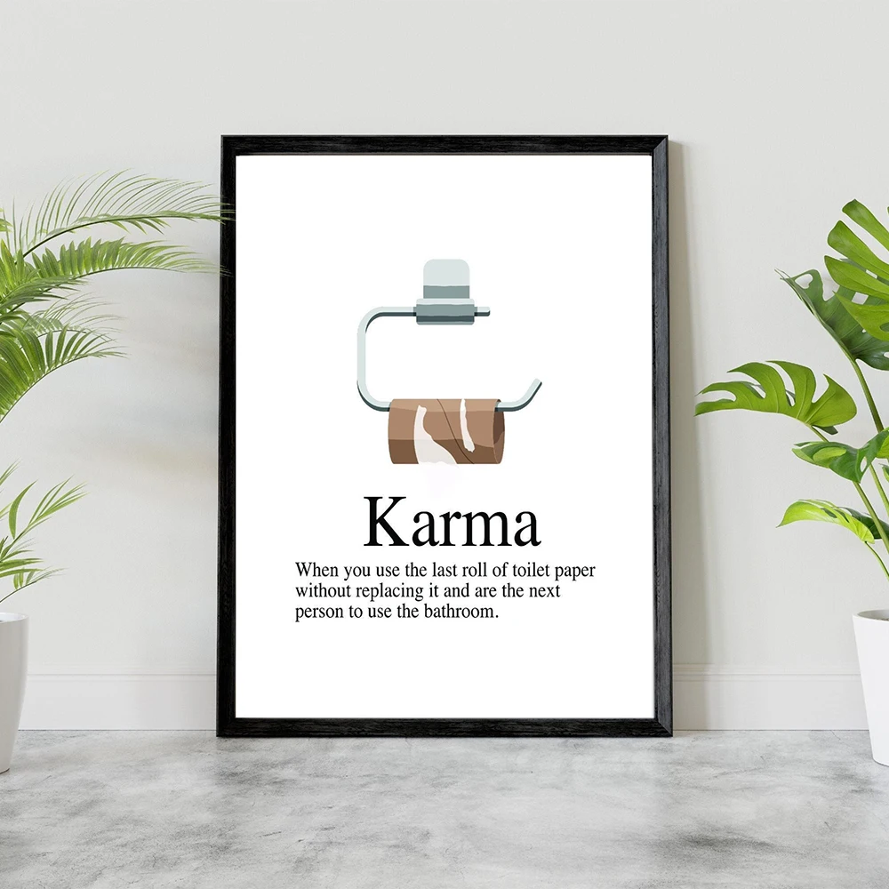 Karma Definition Poster Print Wall Art Canvas Painting Modern Funny Bathroom Sign Toilet Humour Pictures Bathroom Home Decor