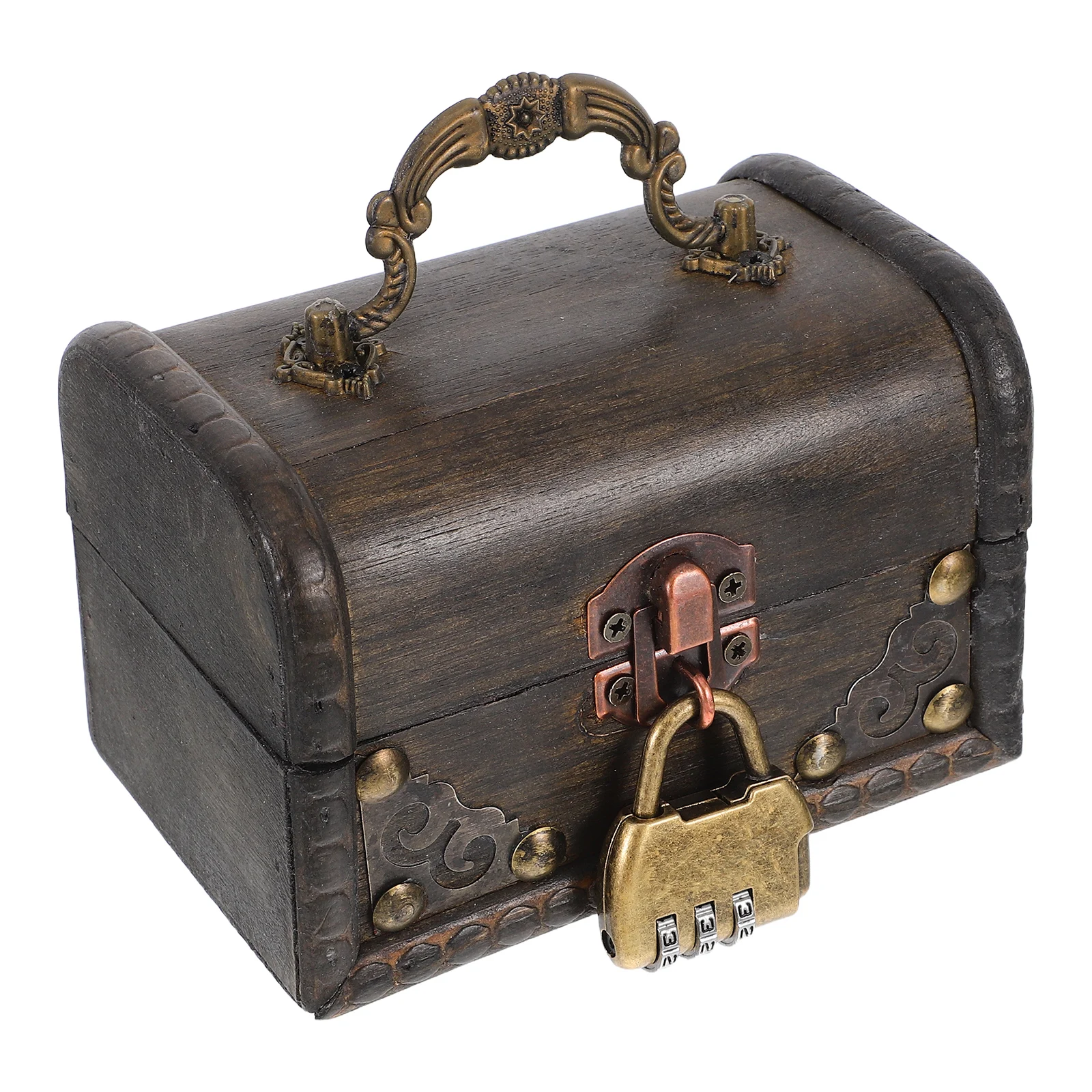 

1 set Retro Wooden Box Decorative Wood Container Container Home Jewelry Treasure Chest Lockable Small