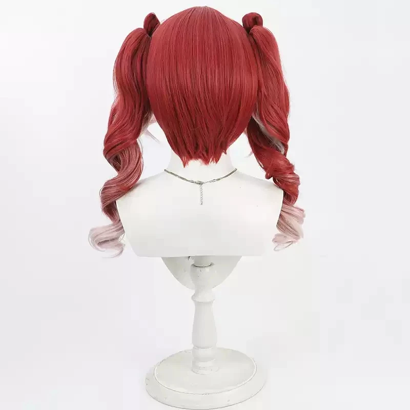 Hololive Girls Youtuber VTuber Houshou 해양 코스프레 가발 긴 직선 포니 테일 합성 머리 역할 놀이 + 가발 모자