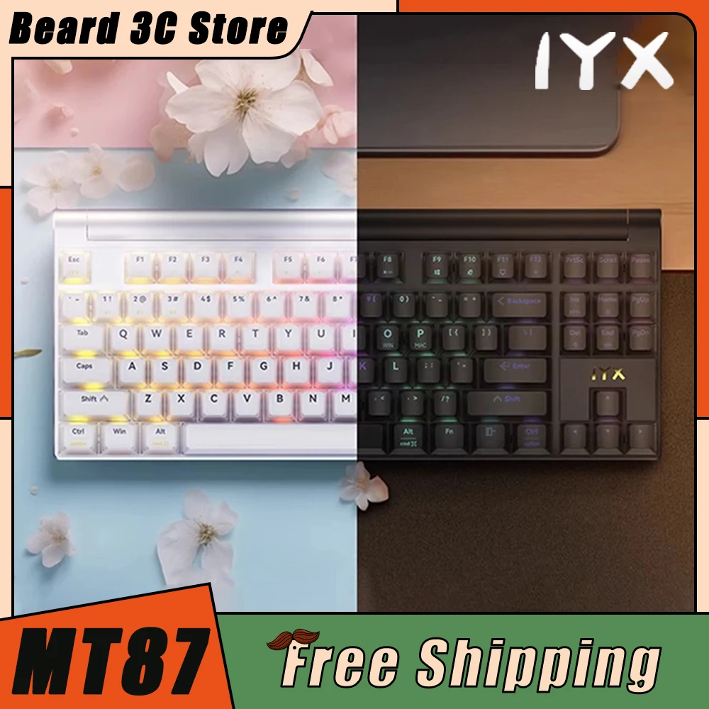 

IYX MT87 Mechanical Keyboard Aluminium Alloy Three Mode 10000mAh RGB Wireless Gaming Keyboard Hot Swap Low Delay Pc Gamer Office